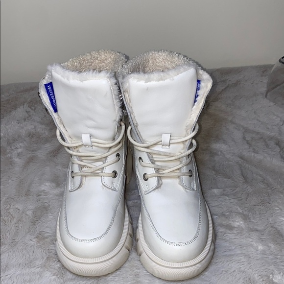 Aldo White Winter Combat Boots with Platform Waterproof - Picture 9 of 10